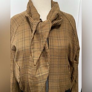 FOREVER 21 Plaid Bomber Jacket with Tie- Neck - NEW